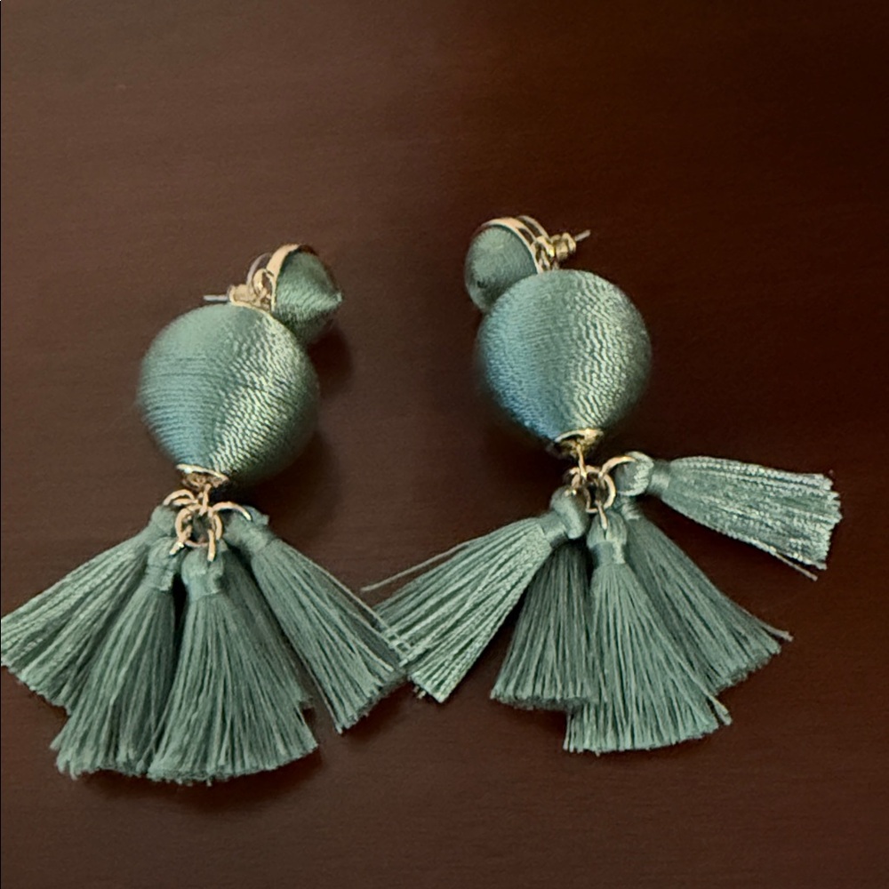 Chic Teal Tassel Earrings